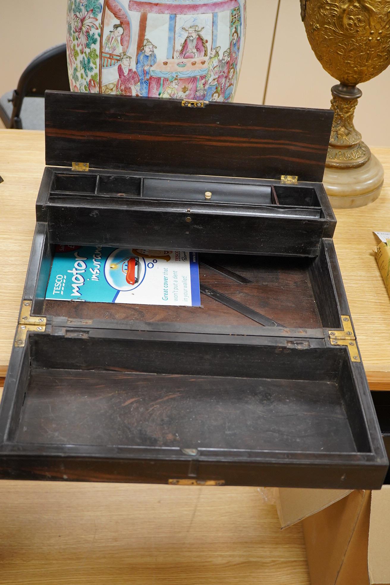 A Colonial box with floral bone inlay, 39cm wide